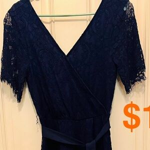 Elegant Navy Lace Dress Pant